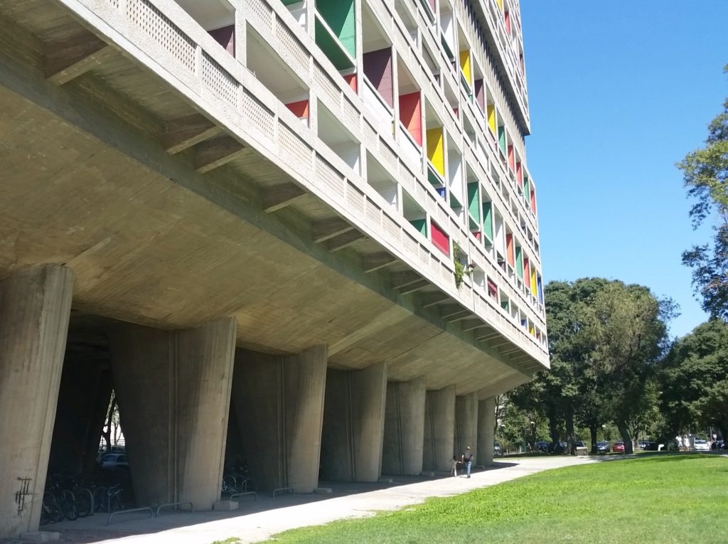 Multi-colored balconies at Hotel le Corbusier, Marseille