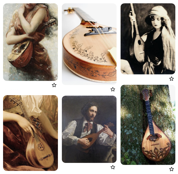 Screenshot from A Bride for Griffin's Pinterest board - with mandolins