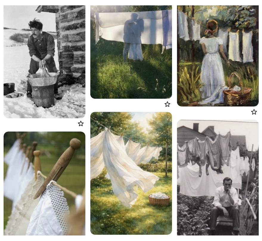 Screenshot from A Bride for Griffin's Pinterest board - with laundry done outside